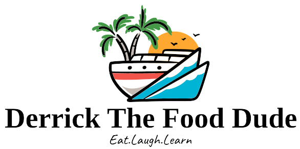 A boat with palm trees and the words " pick the food ".